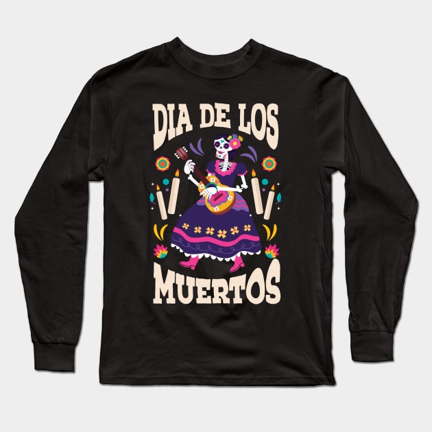 Dia De Los Muertos - Skull Long Sleeve T-Shirt by Bunder Score